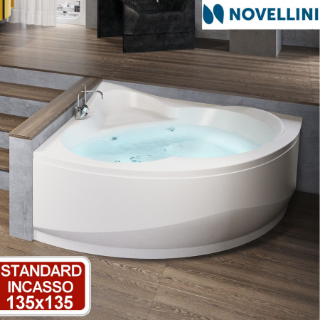 Vasca angolare tonda - standard ad incasso - Novellini UNA 135x135 cm